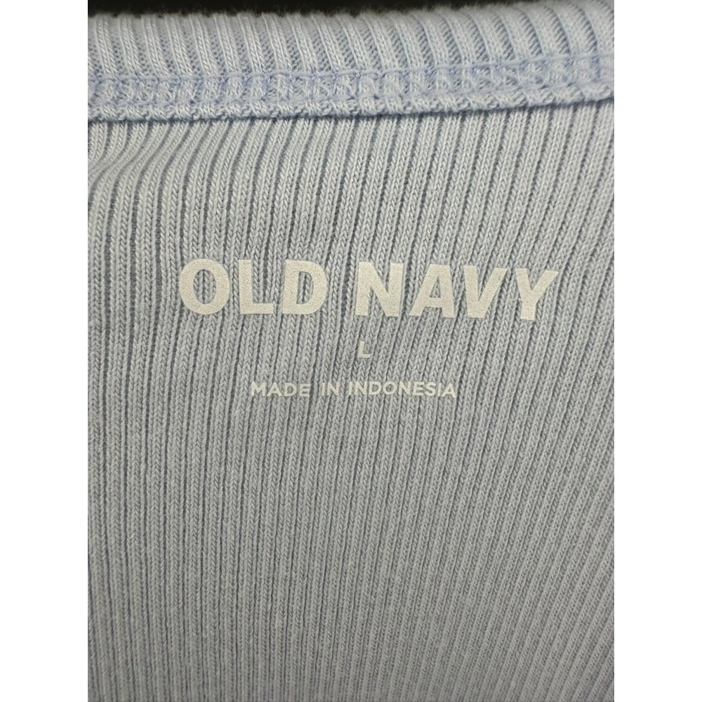 Old Navy Womens Blue Ribbed Tank Top Sleeveless Ruffle‎ Shoulders Casual L - Picture 3 of 7